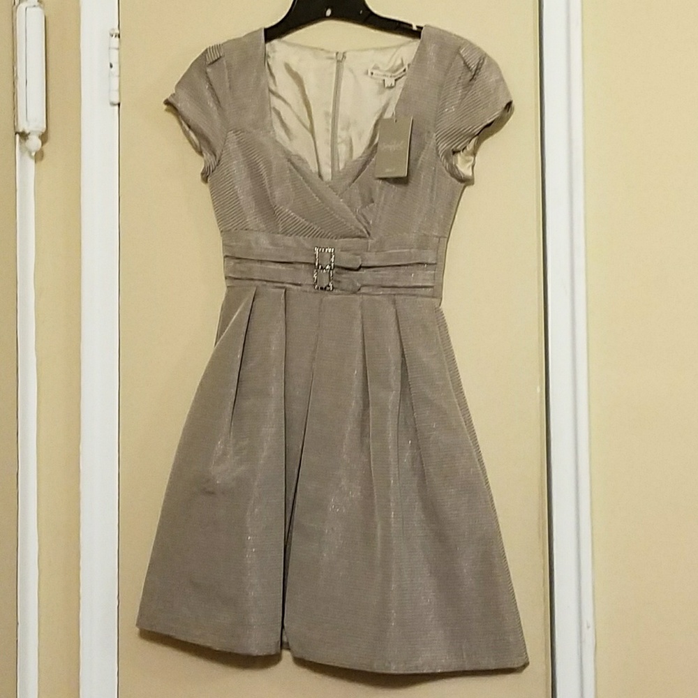 Nanette Lepore silver cocktail dress  pockets NWT